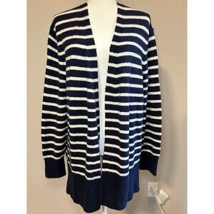 MADEWELL Dark Nightfall Striped Cardigan Duster Sweater Size Medium Wool Blend